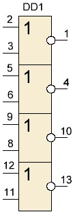 4 элемента 2ИЛИ-НЕ