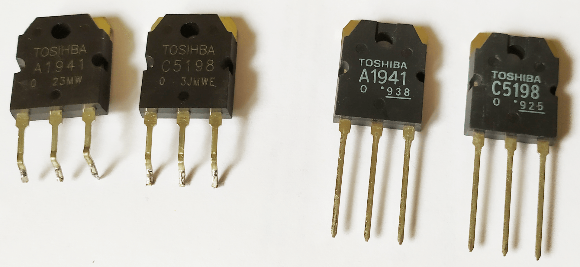 Транзисторы Toshiba 2SA1941/2SC5198 и поддельные с маркировкой TOSIHBA