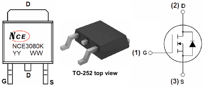 Цоколёвка и тип корпуса транзистора NCE3080K