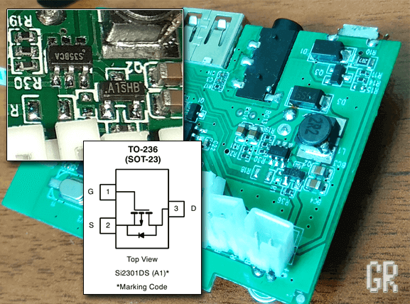 Неисправный MOSFET-транзистор Si2301DS (A1sHB)