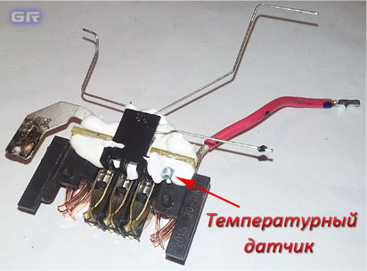 Разъём подключения, печатная плата с термодатчиком