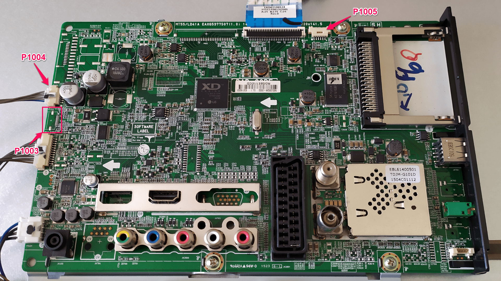 Разъёмы подключения подсветки моношасси MT55/LD41A.