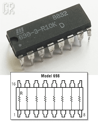 Сборка BI-698-3-R10K из 8 отдельных резисторов