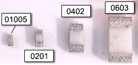 Сравнение габаритов микроминиатюрных SMD-резисторов 01005, 0201, 0402, 0603