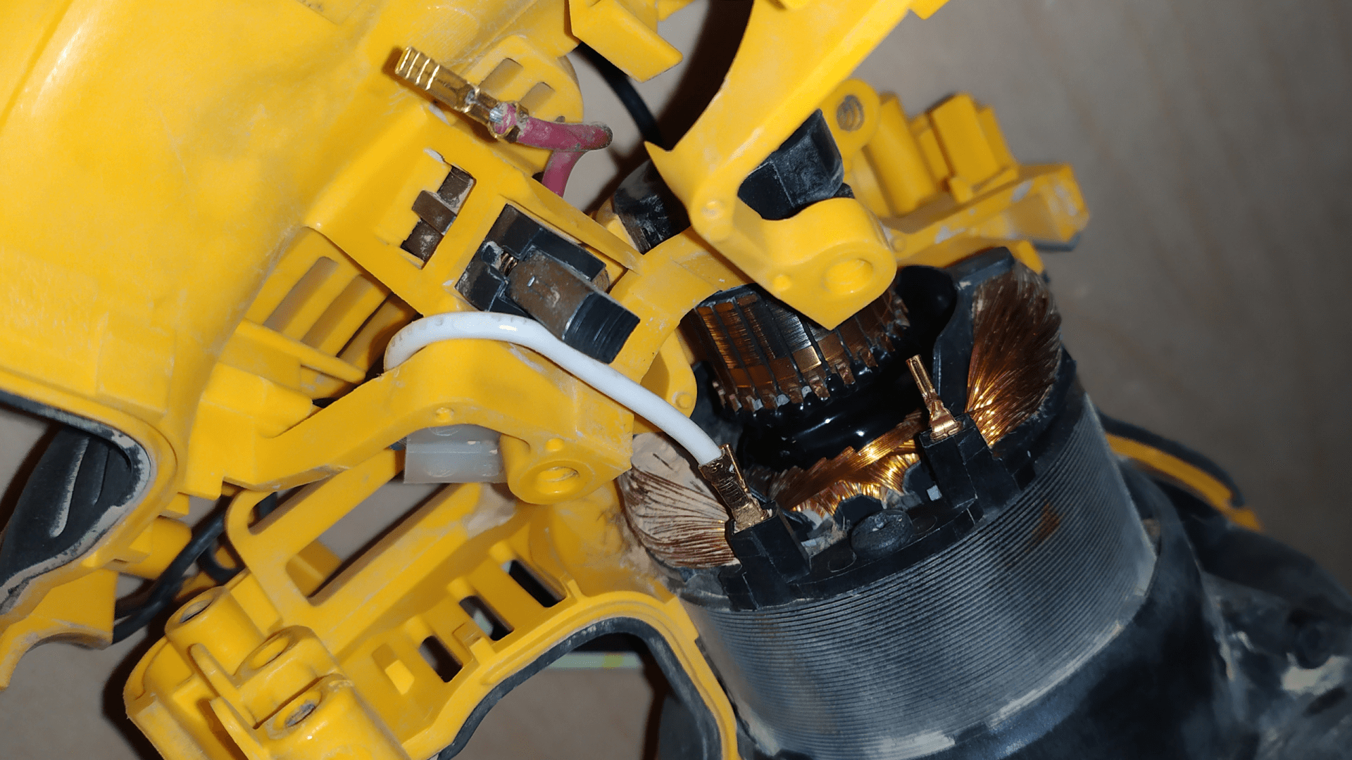 Угольная щётка в корпусе шлифмашины DeWALT DWE6423