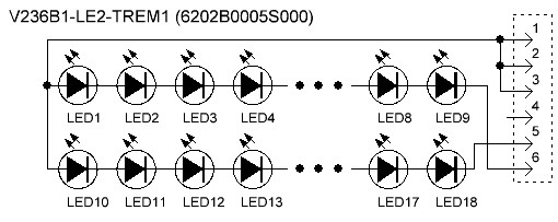 V236B1-LE2-TREM1. Схема соединения светодиодов.
